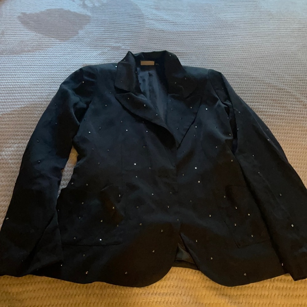 Black satin blazer with shiny details
